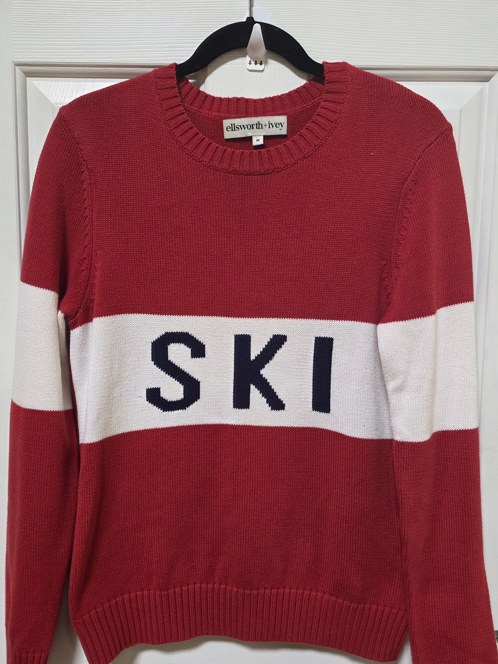 Ellesworth & Ivey Red 'SKI' Crewneck Sweater Size Medium